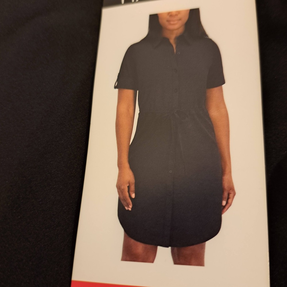 Halston Womens Btn Down M Black NWT Drawstring Dress 1813-252